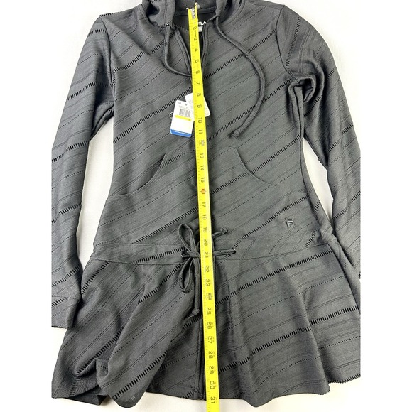 Fila Women's M Long Hooded Full Zip Jacket Black Beach Cover Up NEW With Tags - Picture 10 of 11